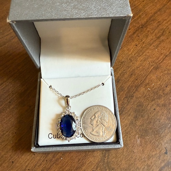 Sapphire Blue - Princess Diana - Pendant Necklace - Picture 5 of 5